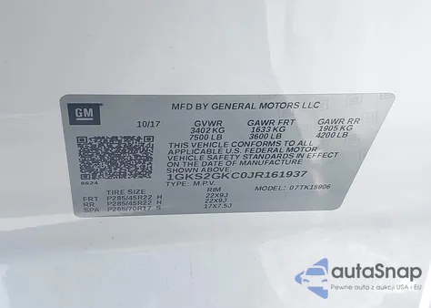 2018 GMC Yukon Xl Slt from USA, damaged, VIN 1GKS2GKC0JR161937